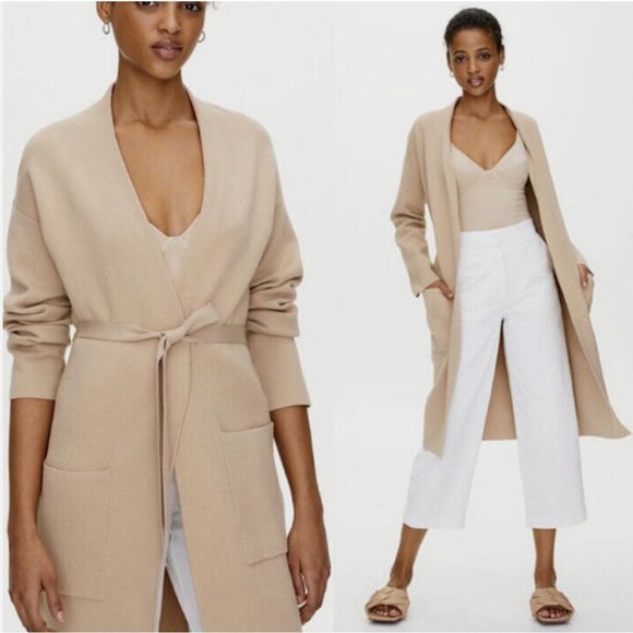 Babaton Sweaters - Aritzia The Group BABATON Ty Belted Cardigan Duster Camel Color - Size Large